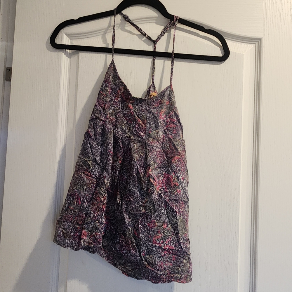 Mudd Pink and Black Strappy Blouse Size M Euc